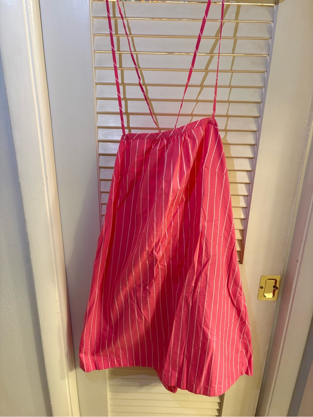 Pink Striped Women’s One-Piece Dress - Sleeveless Spaghetti Strap